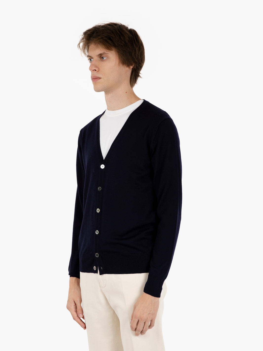 Cardigan rasato con scollo a V navy