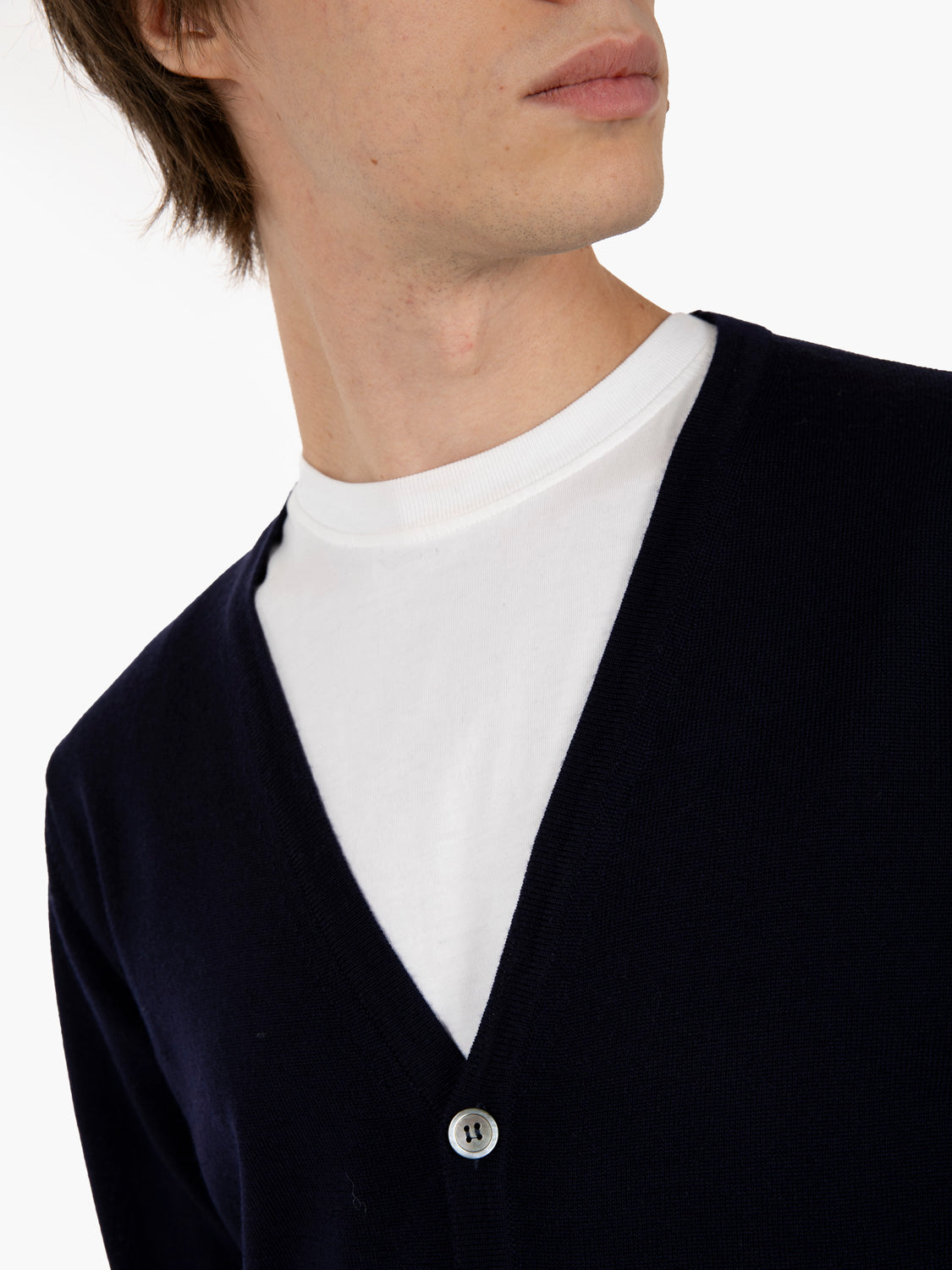 Cardigan rasato con scollo a V navy