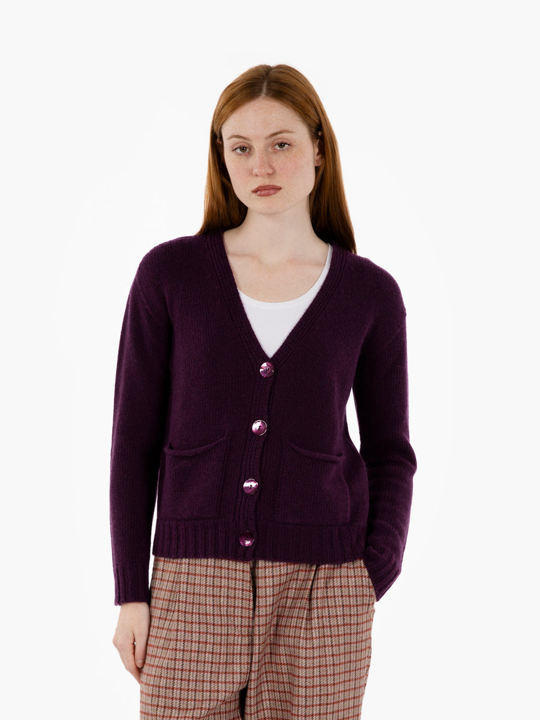 Aubergine V-neck cardigan