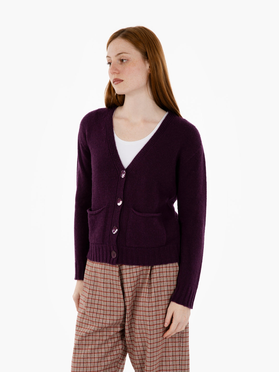 Aubergine V-neck cardigan