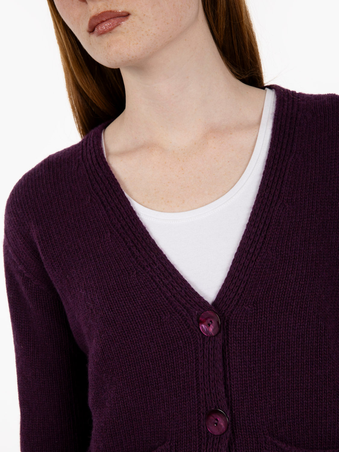Aubergine V-neck cardigan