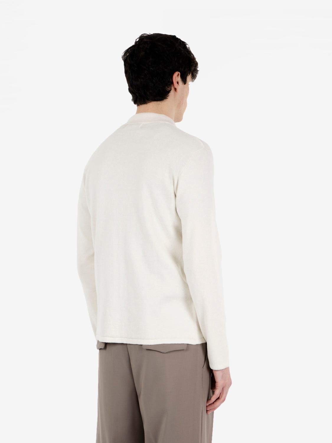 Cardigan stile camicia in cotone ecru