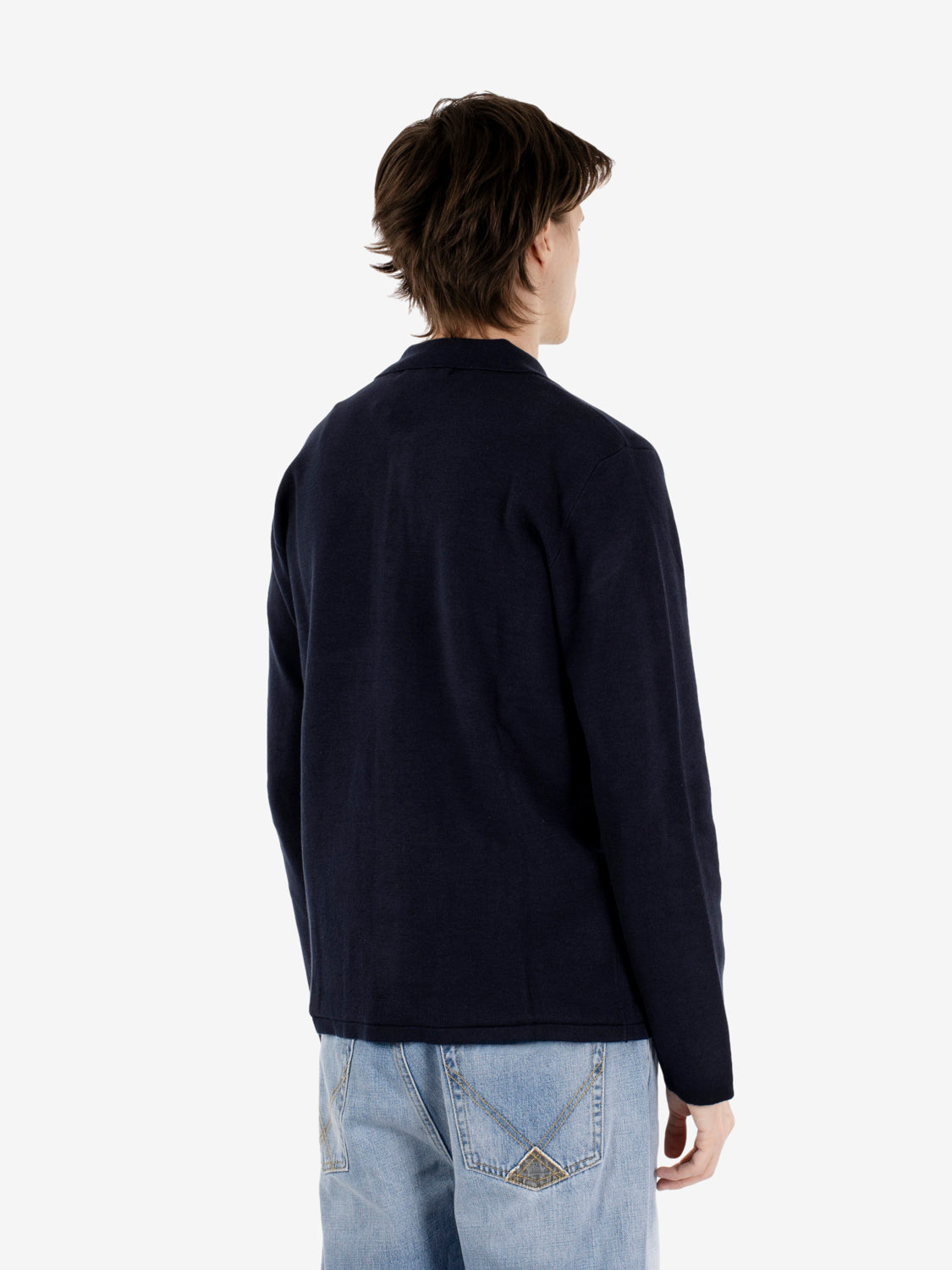 Cardigan stile camicia in cotone navy