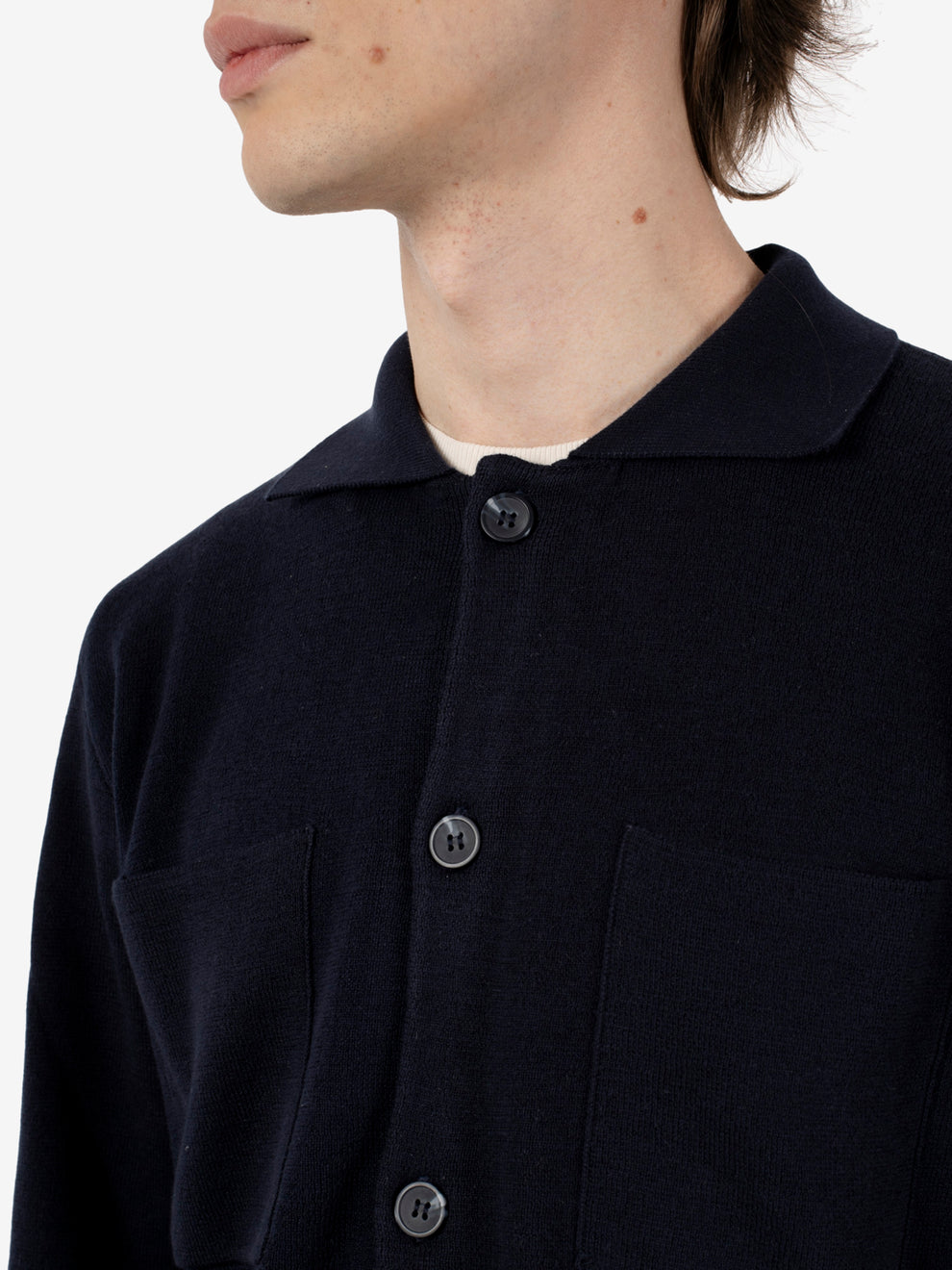 Cardigan stile camicia in cotone navy
