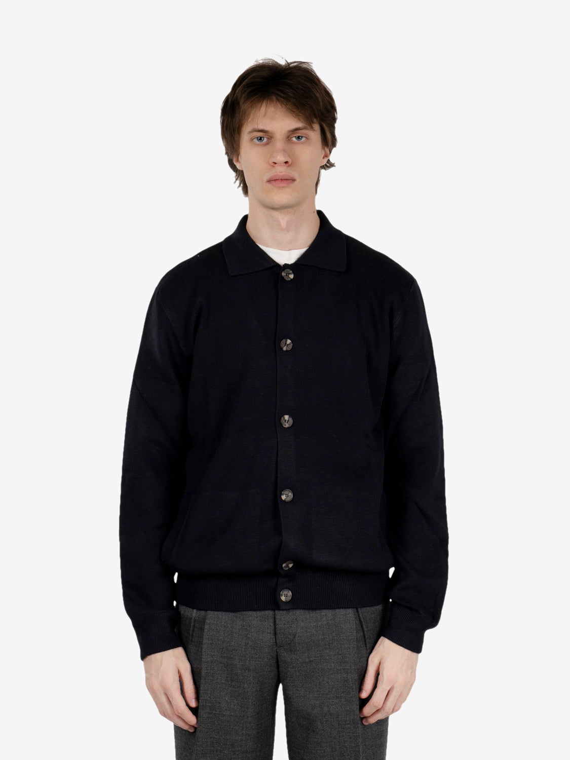 Cardigan stile camicia in maglia black