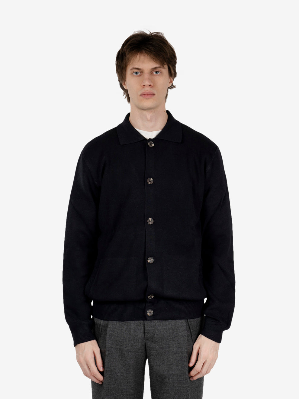 Cardigan stile camicia in maglia black