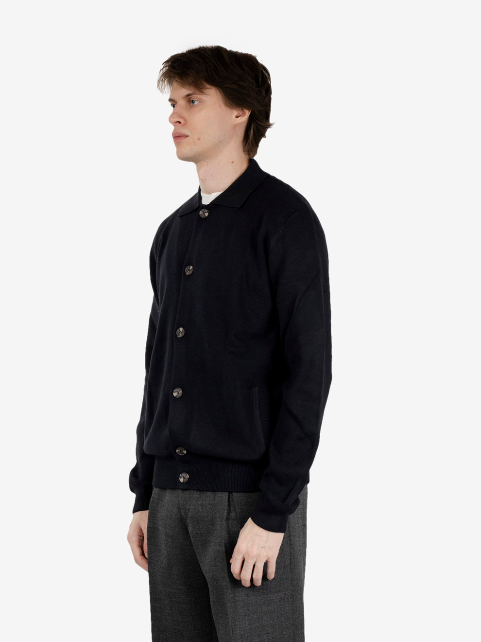 Cardigan stile camicia in maglia black
