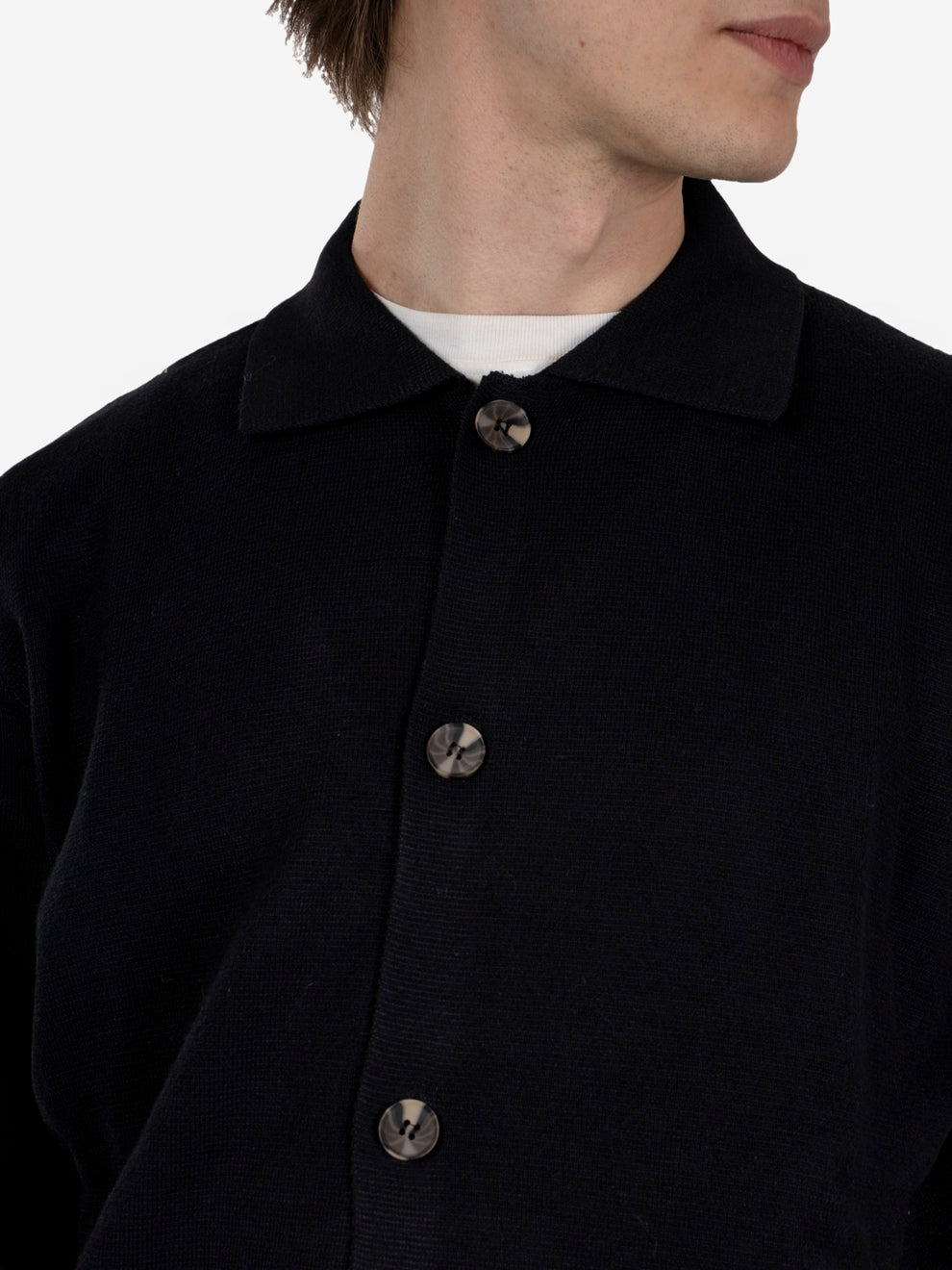 Cardigan stile camicia in maglia black