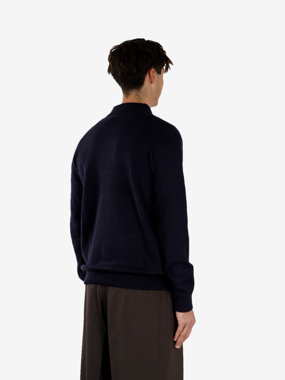 Cardigan stile camicia in maglia navy