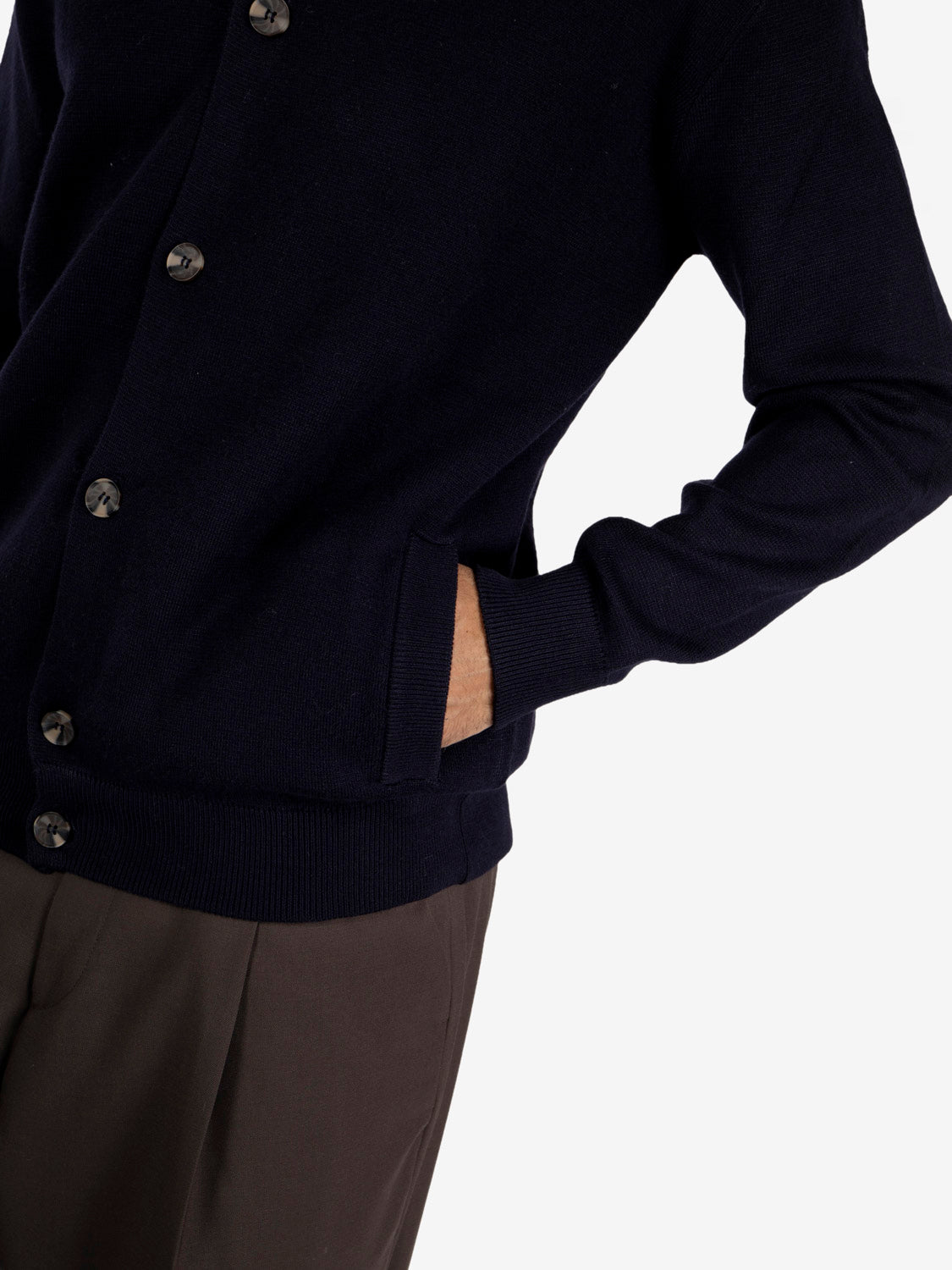 Cardigan stile camicia in maglia navy