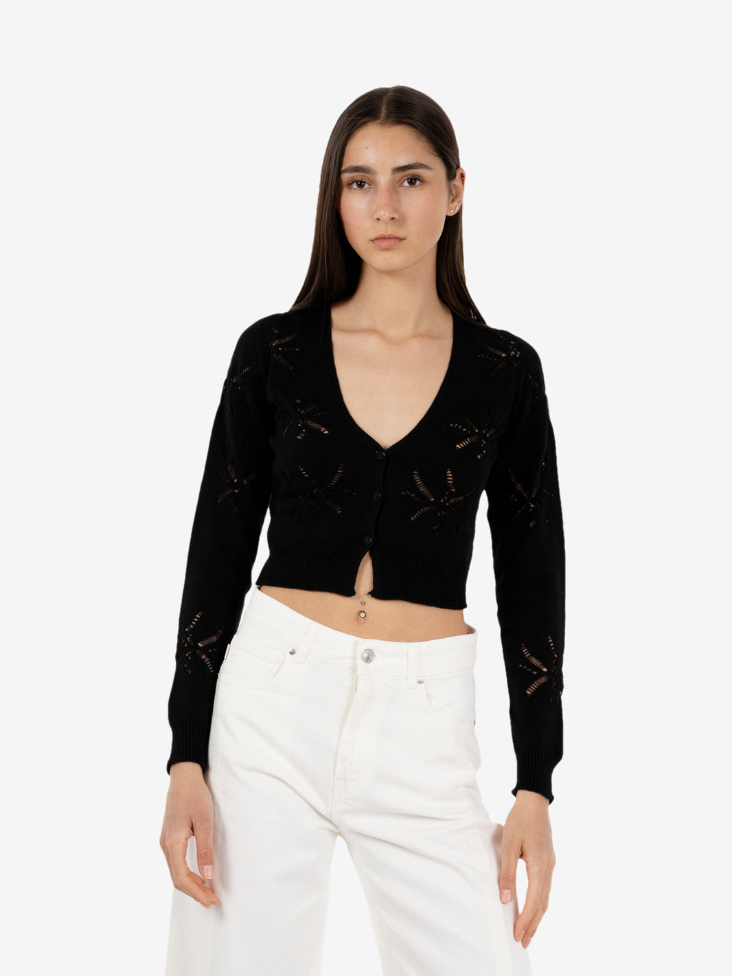 Black openwork cardigan