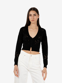 Black openwork cardigan