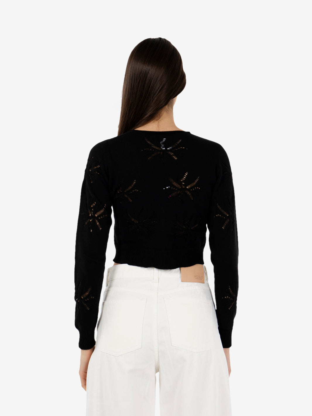 Black openwork cardigan