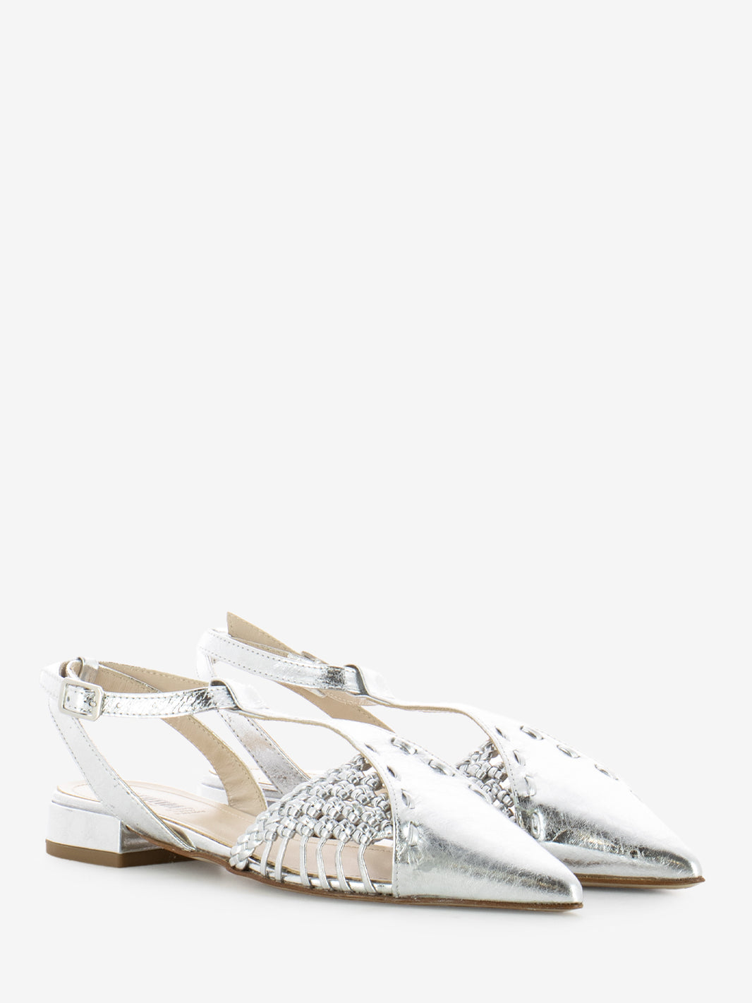 Slingback a punta argento