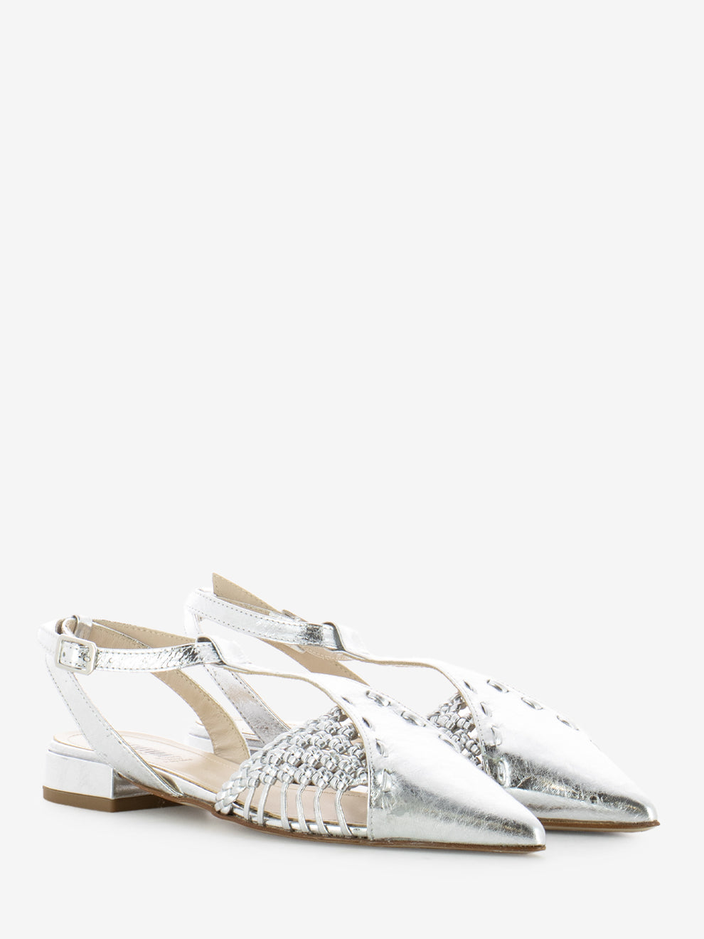 Slingback a punta argento