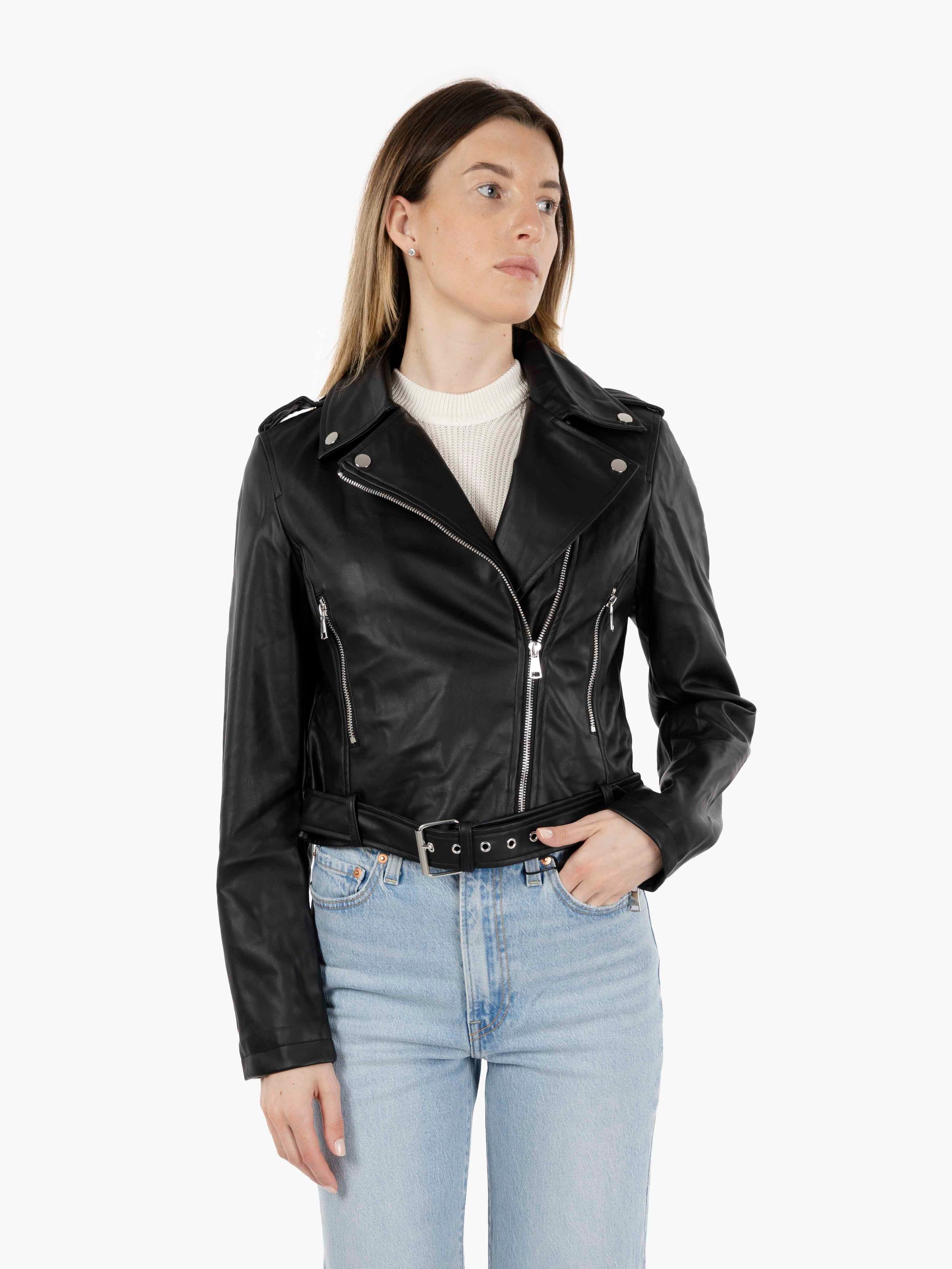 Black faux leather jacket
