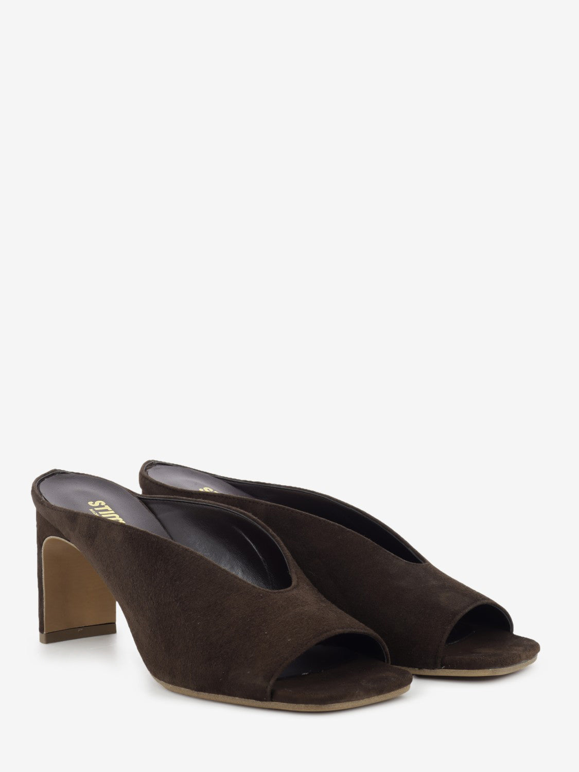 Dark brown suede mule