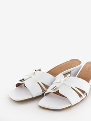 STIMM - Ciabatta in pelle laccio bianco