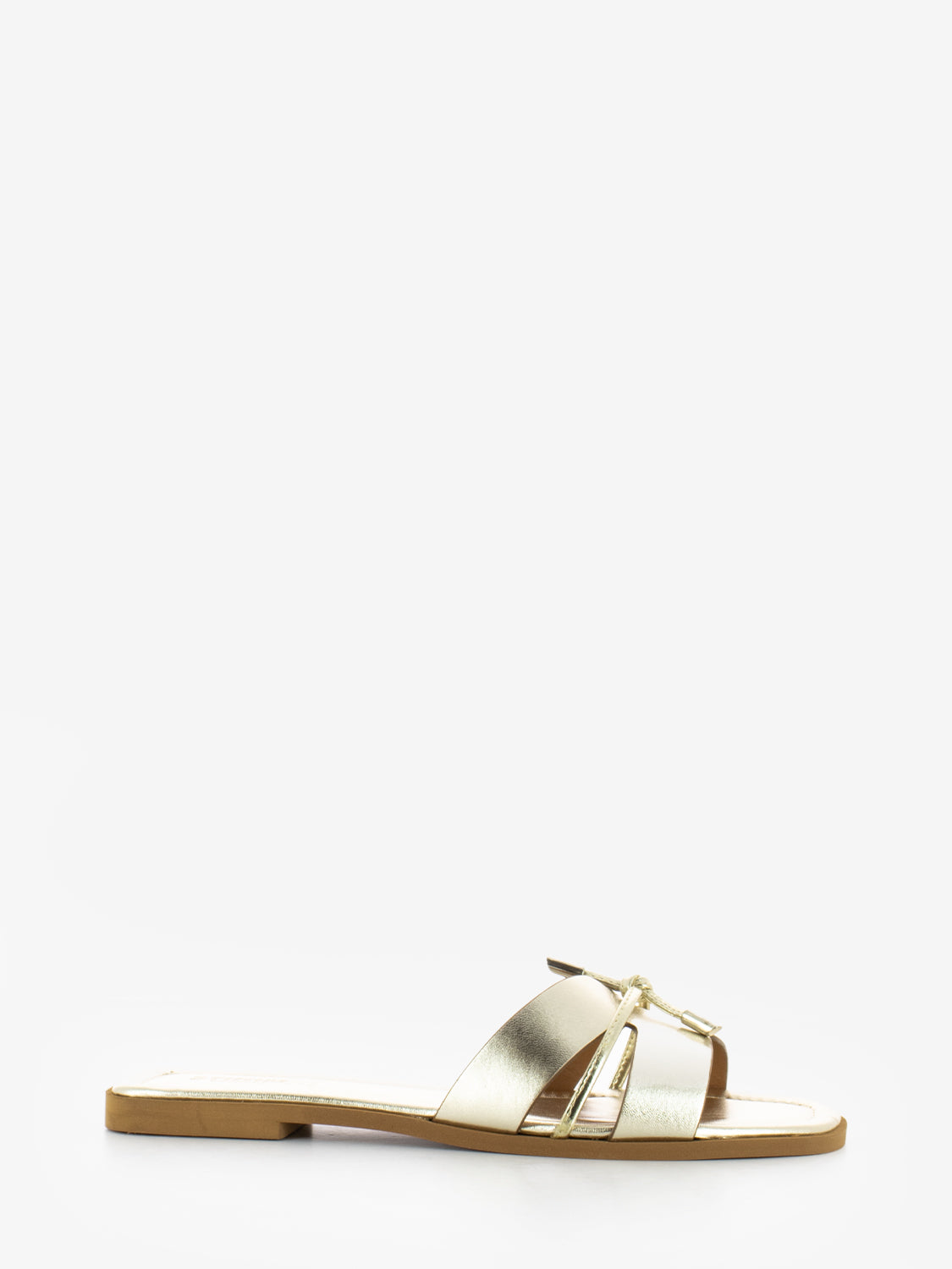 Platinum laminated leather slipper