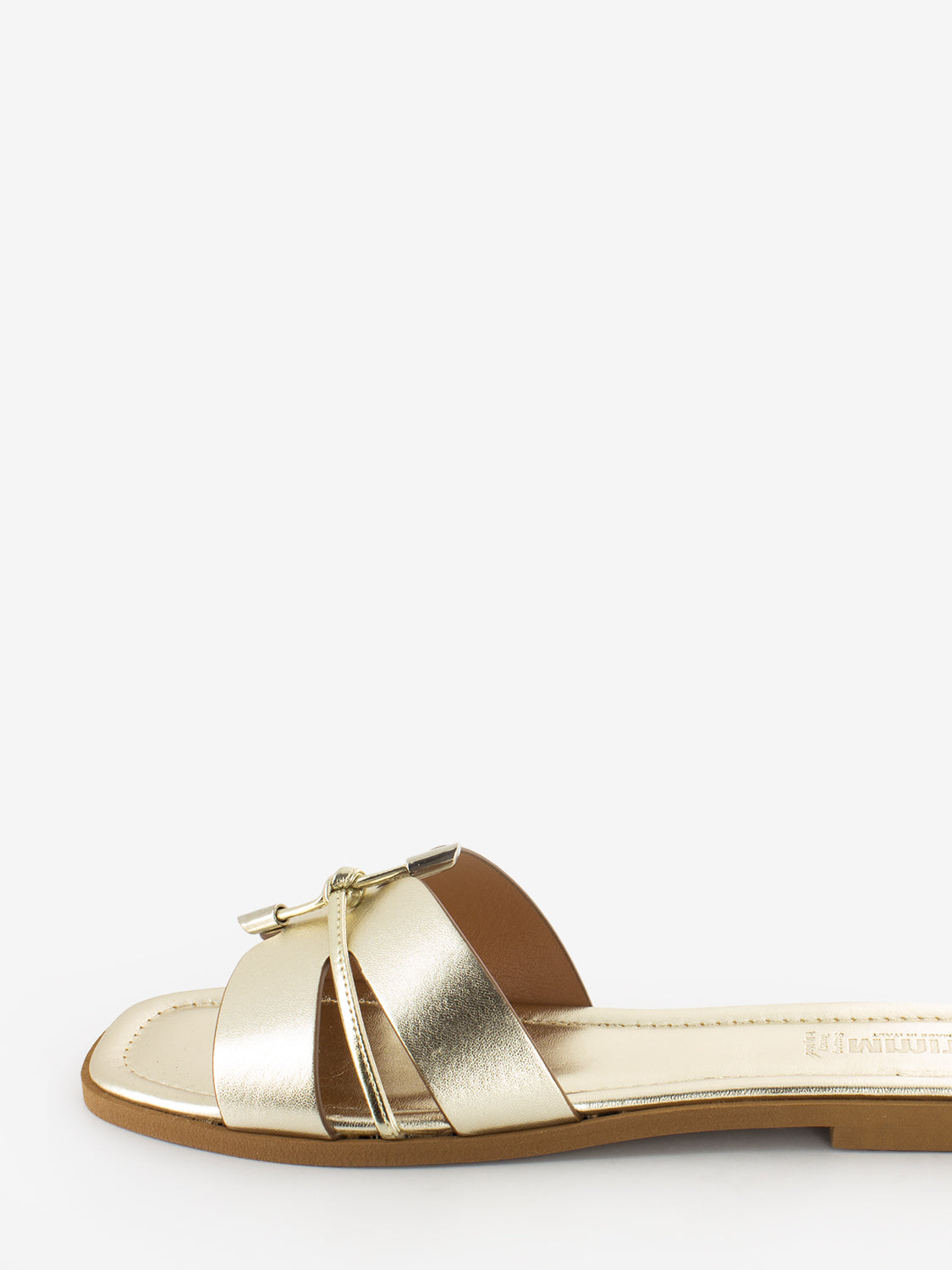 Platinum laminated leather slipper