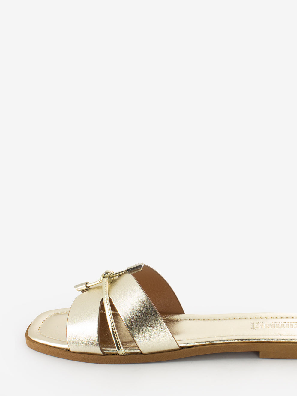 Platinum laminated leather slipper
