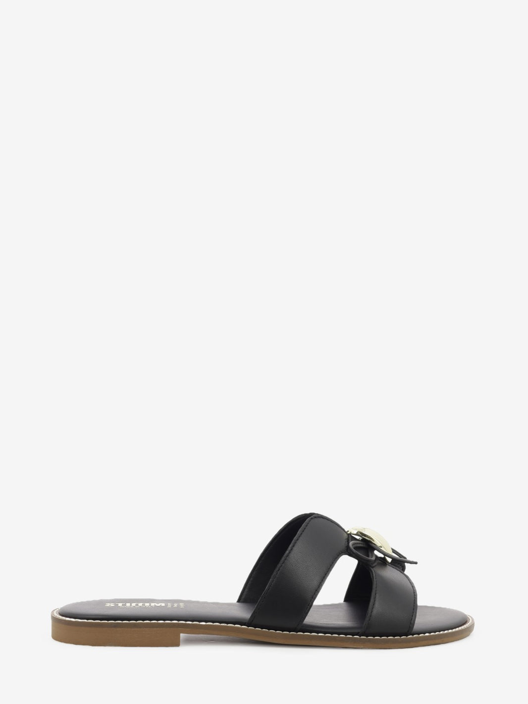 Ciabatta in suede con accessorio nero