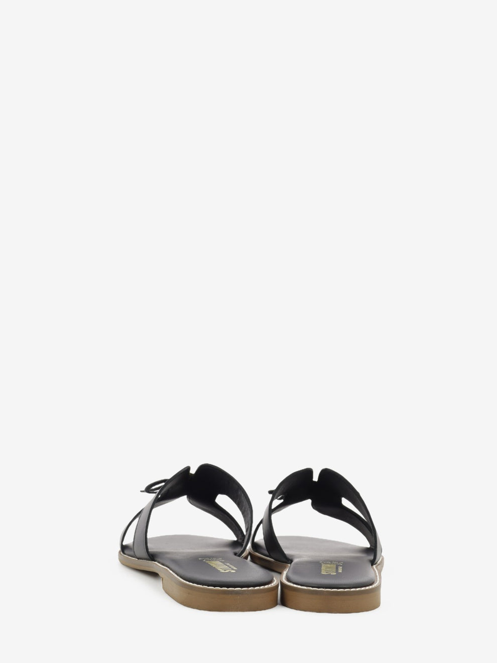 Ciabatta in suede con accessorio nero