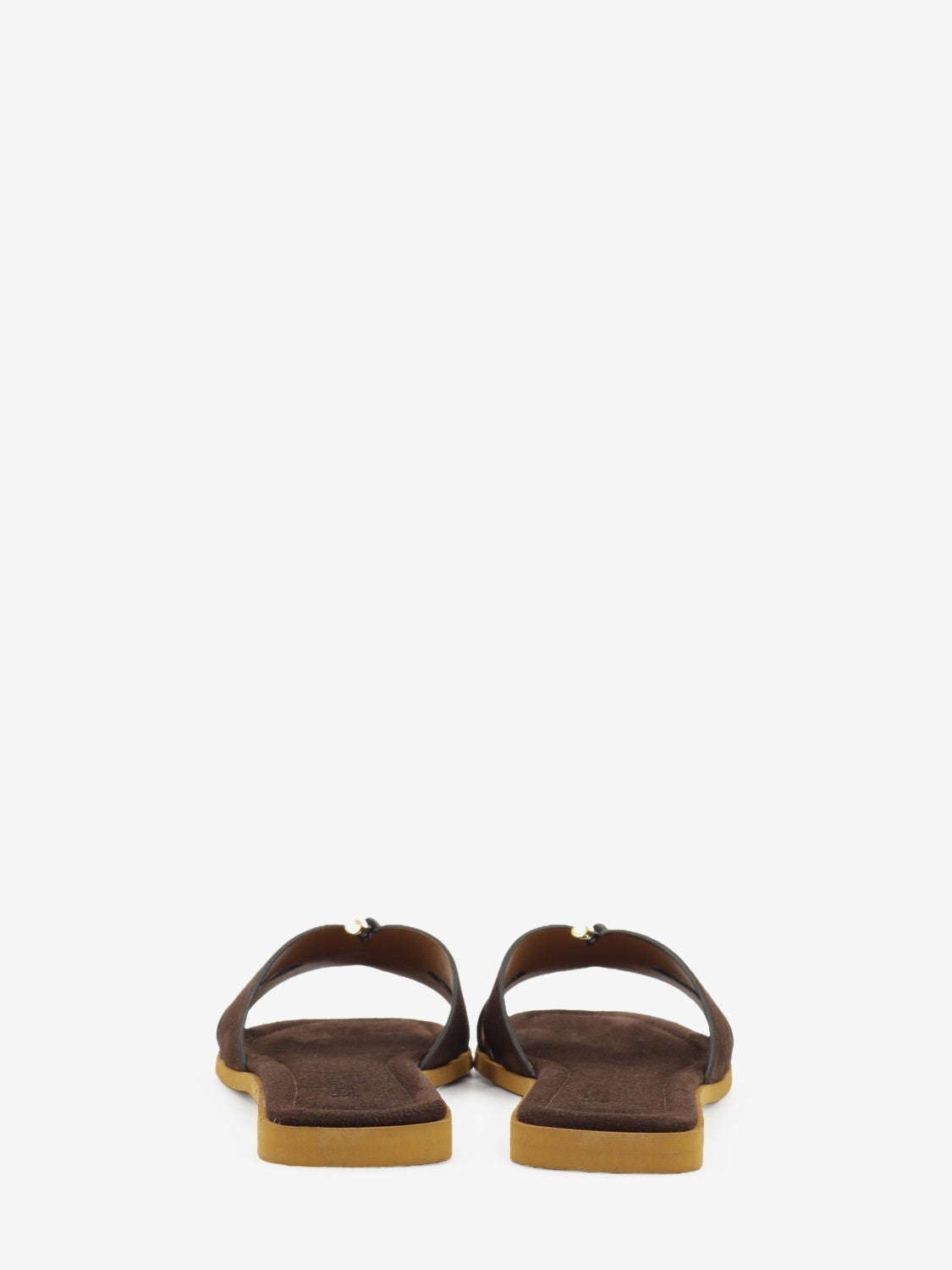 Suede mules with dark brown bow