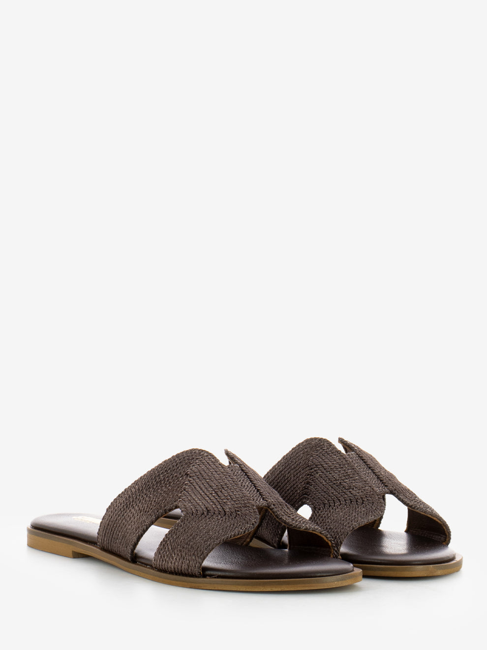 Viareggio slipper in dark brown raffia