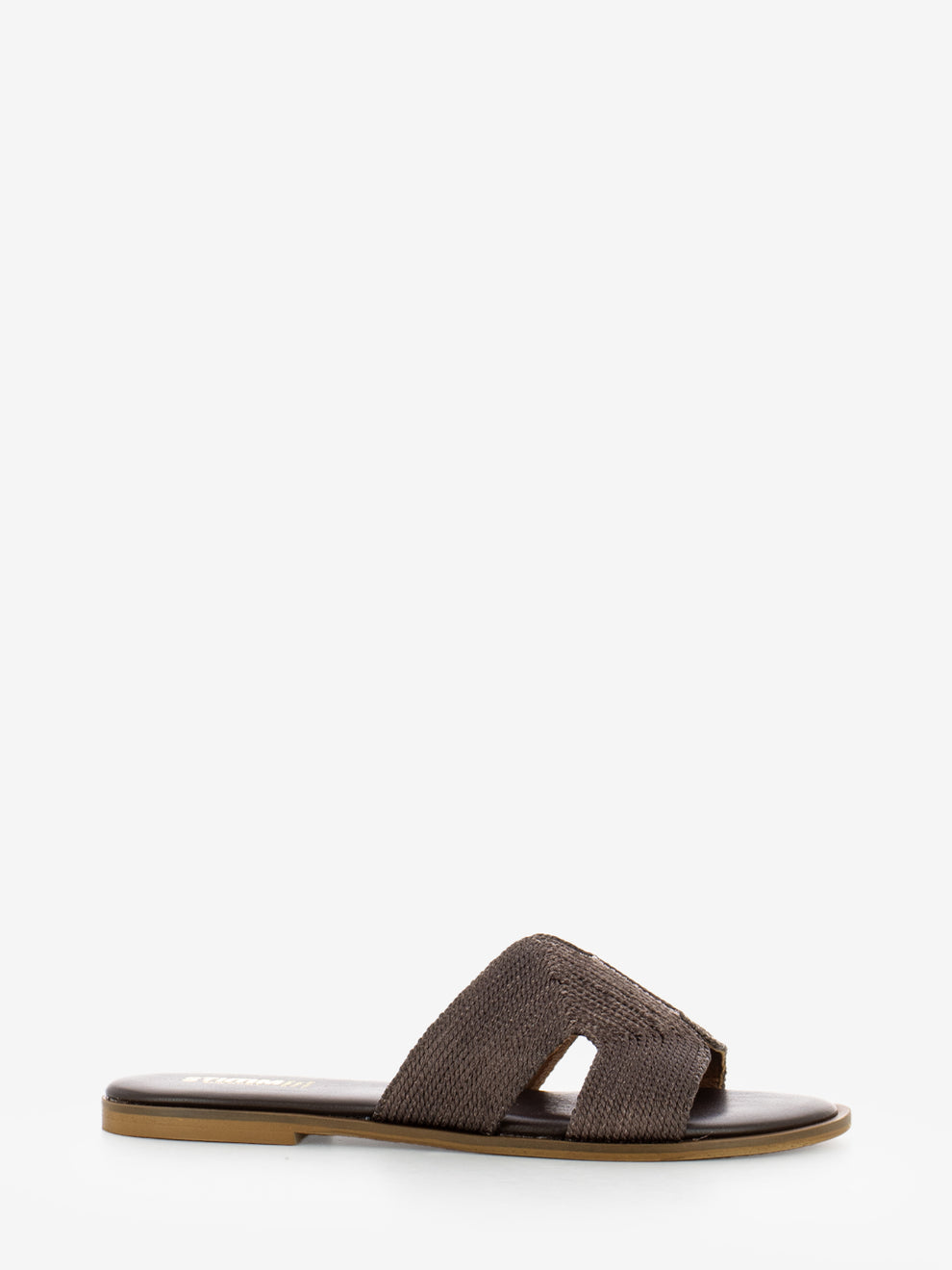 Viareggio slipper in dark brown raffia