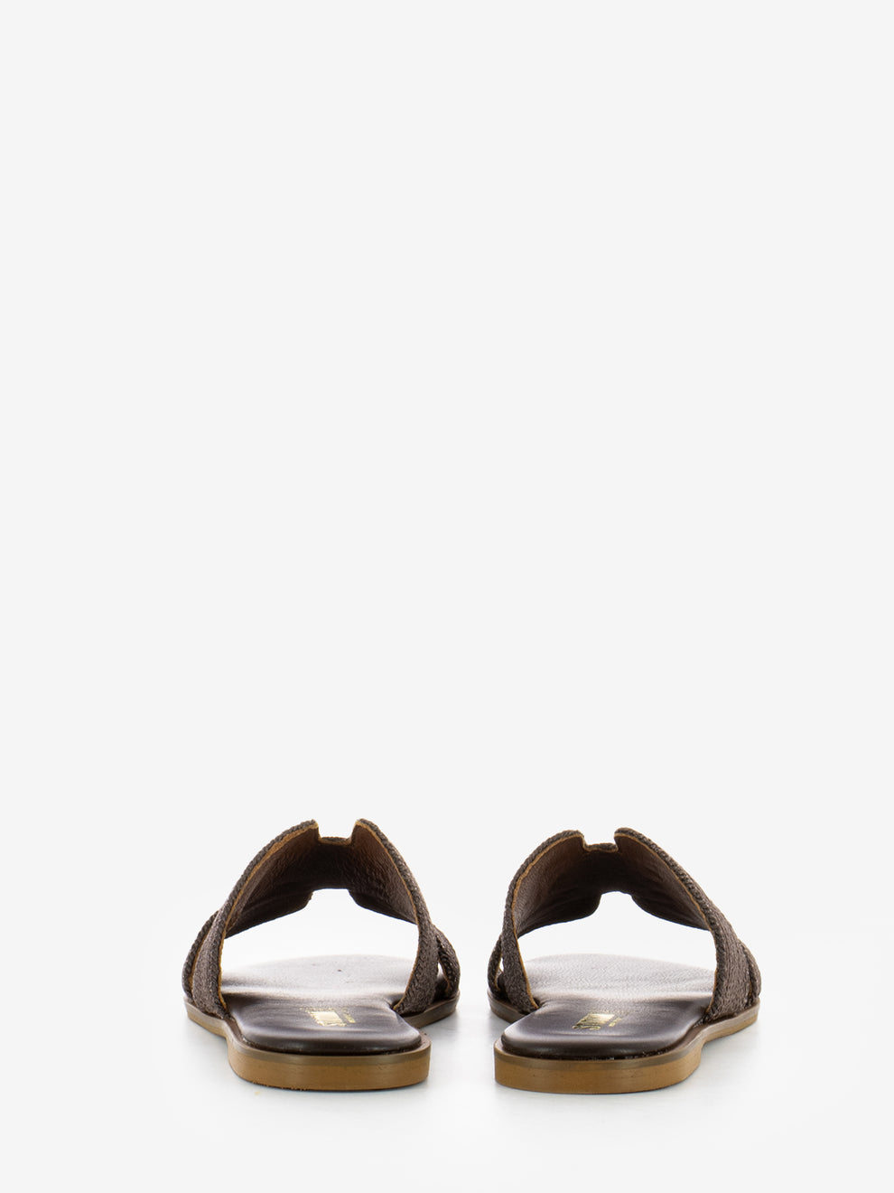 Viareggio slipper in dark brown raffia