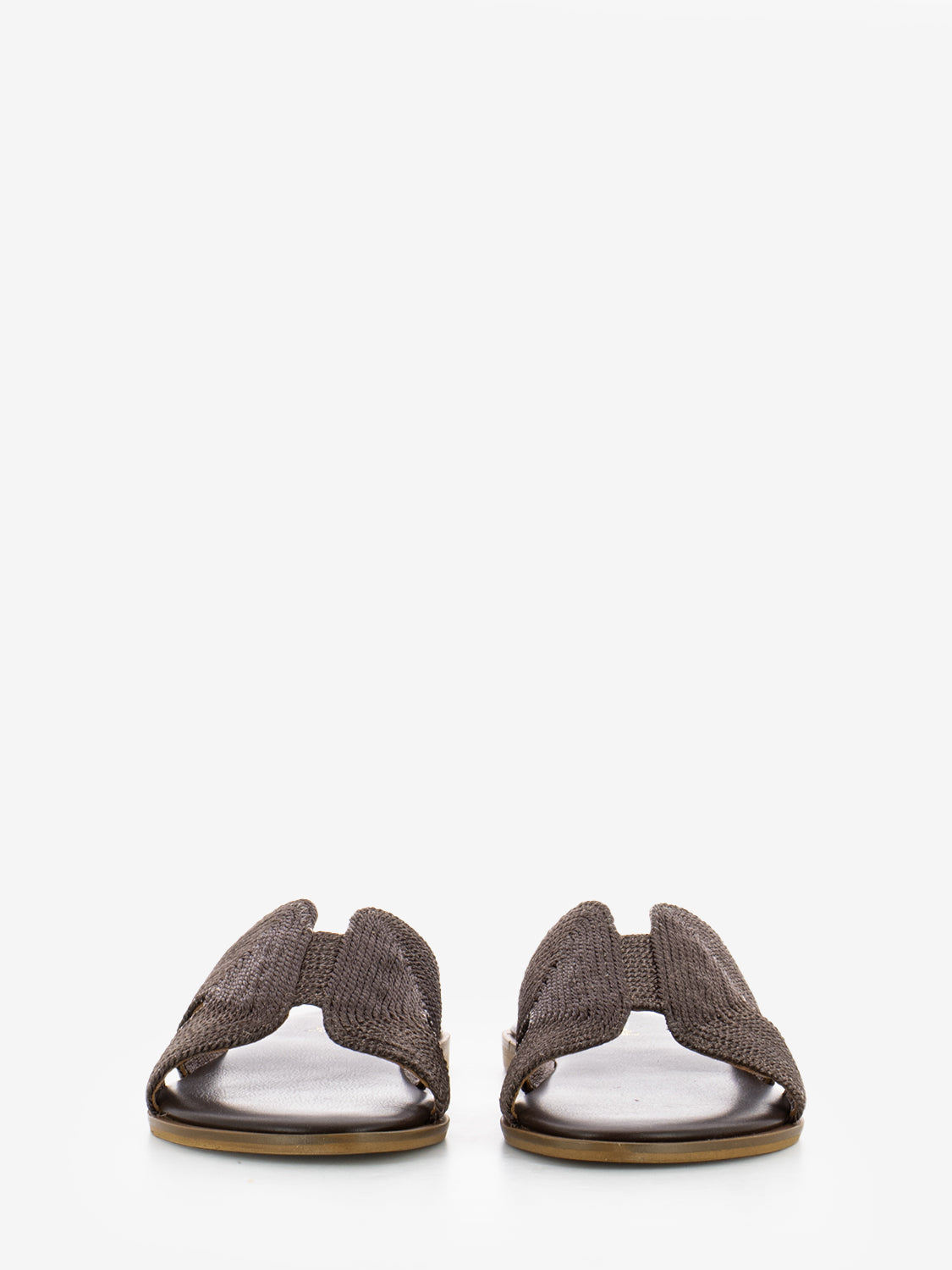 Viareggio slipper in dark brown raffia