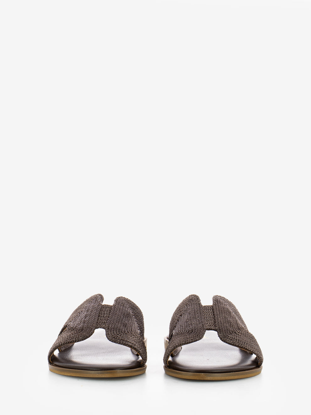Viareggio slipper in dark brown raffia