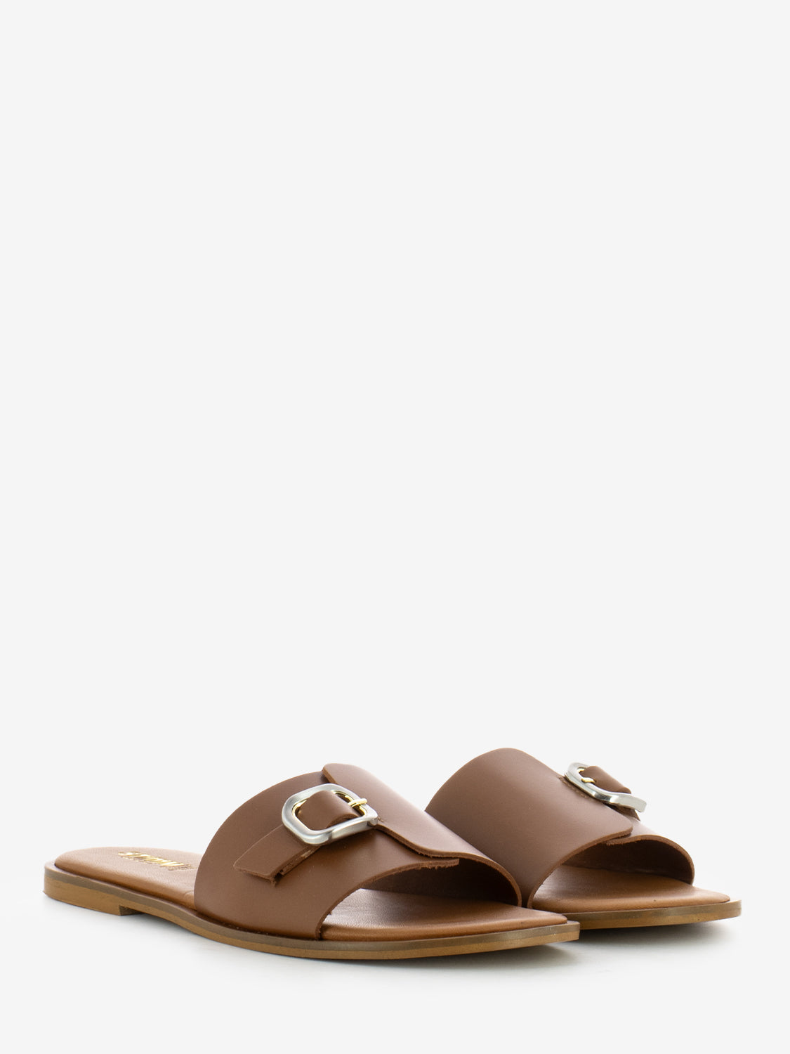 Leather Buckle Slippers