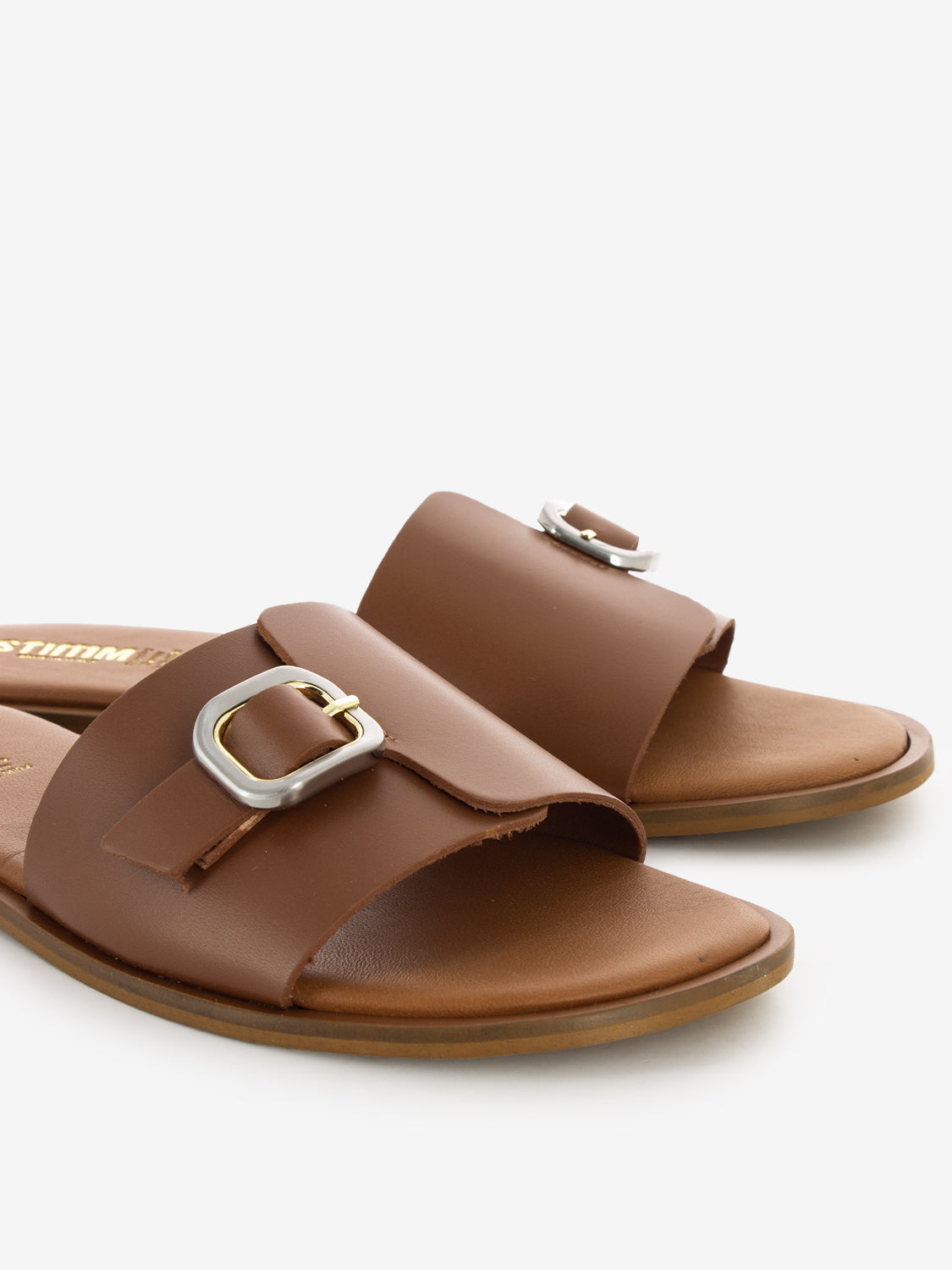 Leather Buckle Slippers
