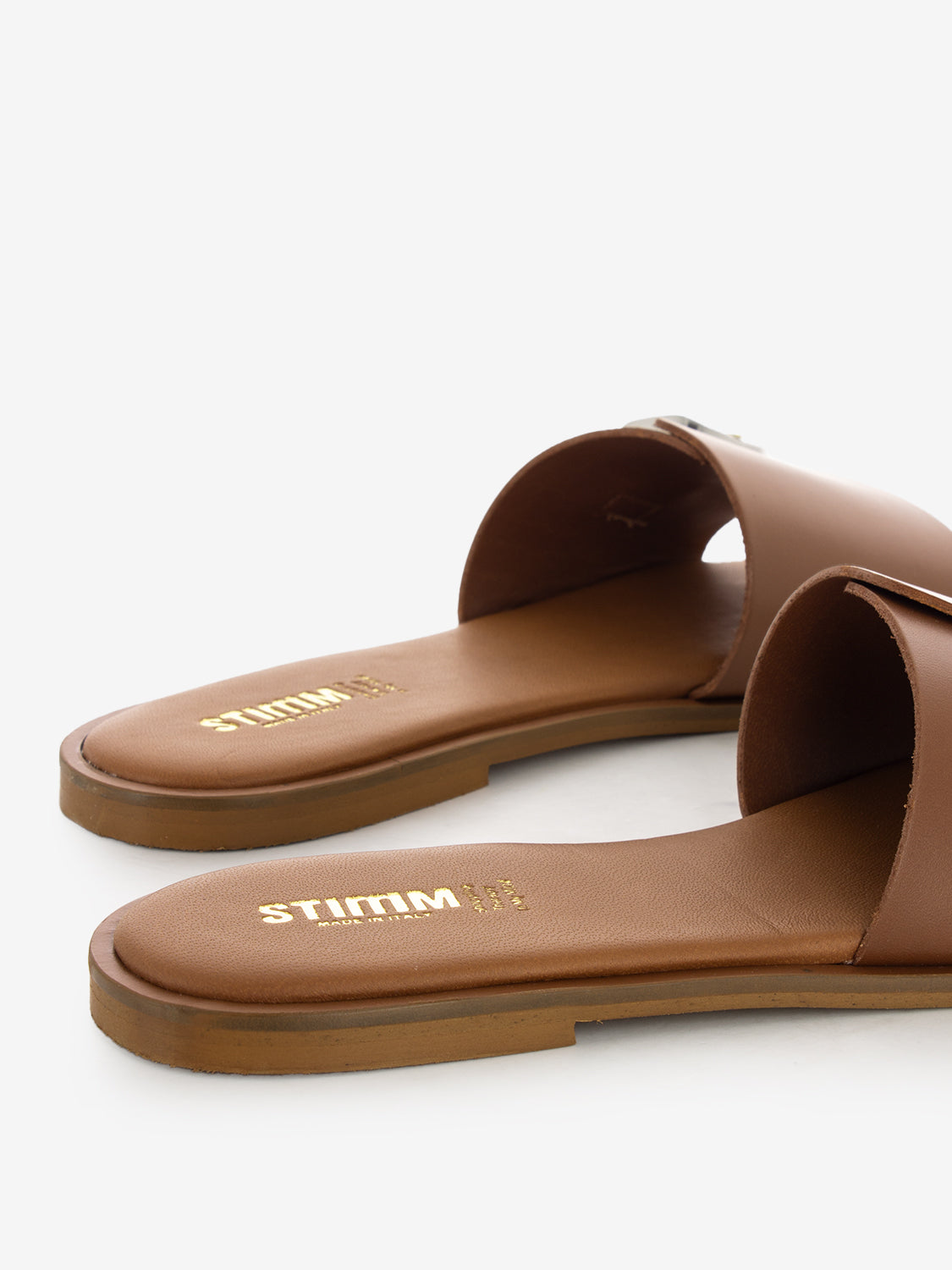 Leather Buckle Slippers