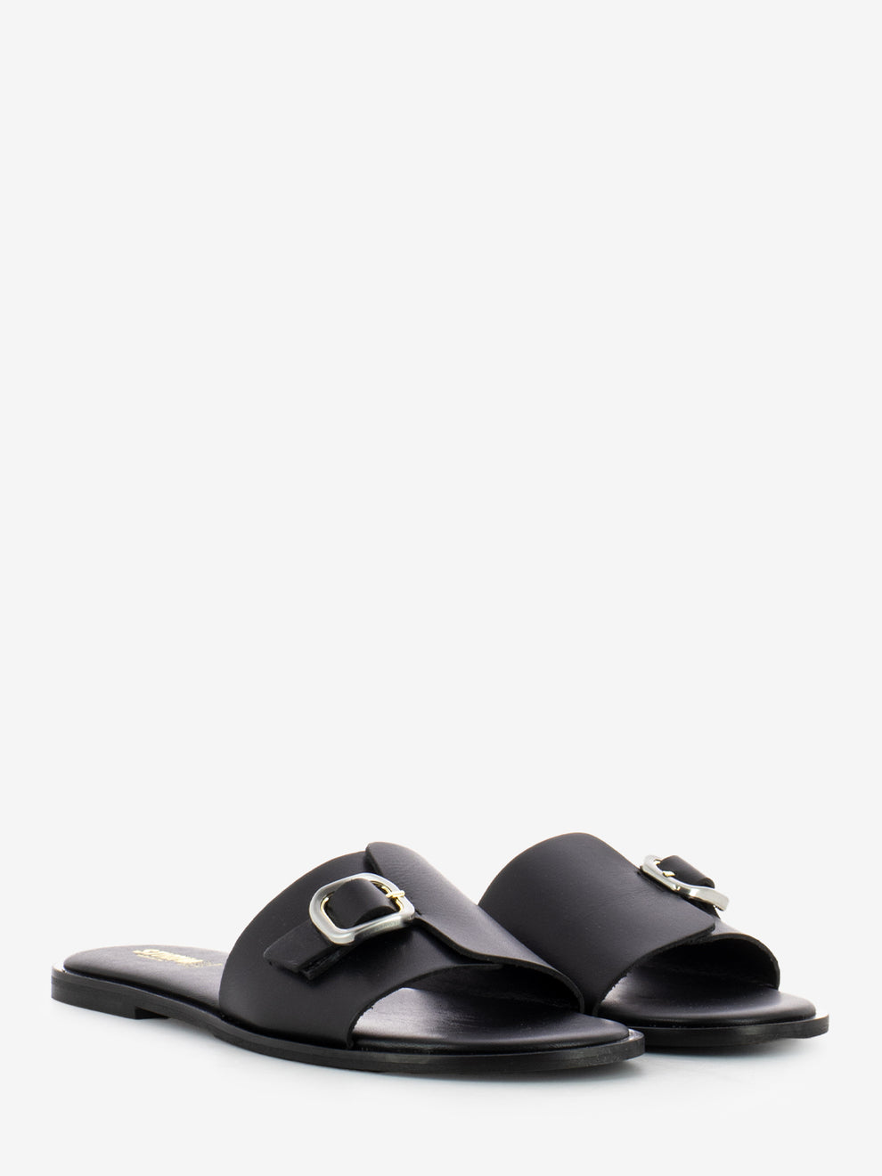 Black Buckle Slippers