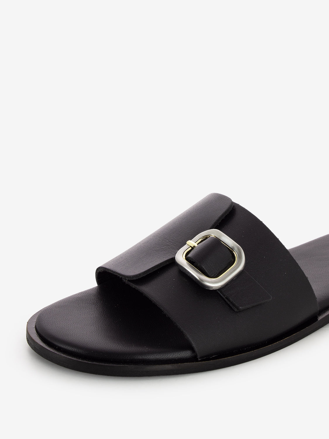 Black Buckle Slippers