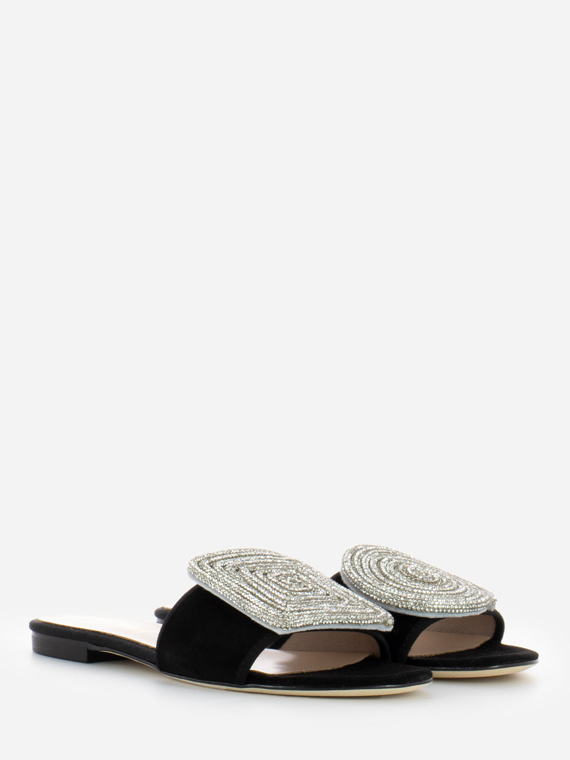 Black suede slippers