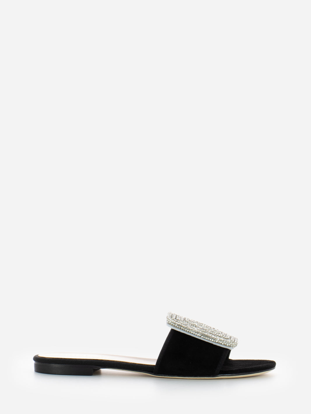 Black suede slippers