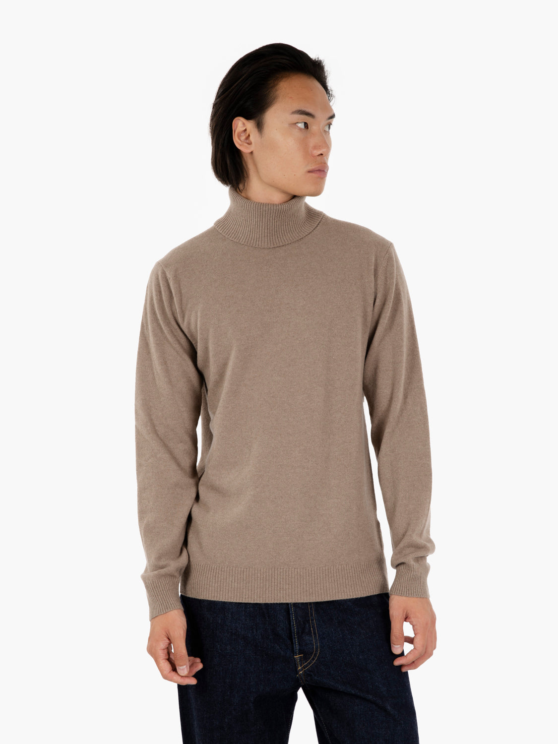 Ciclista rasato merino e cashmere beige