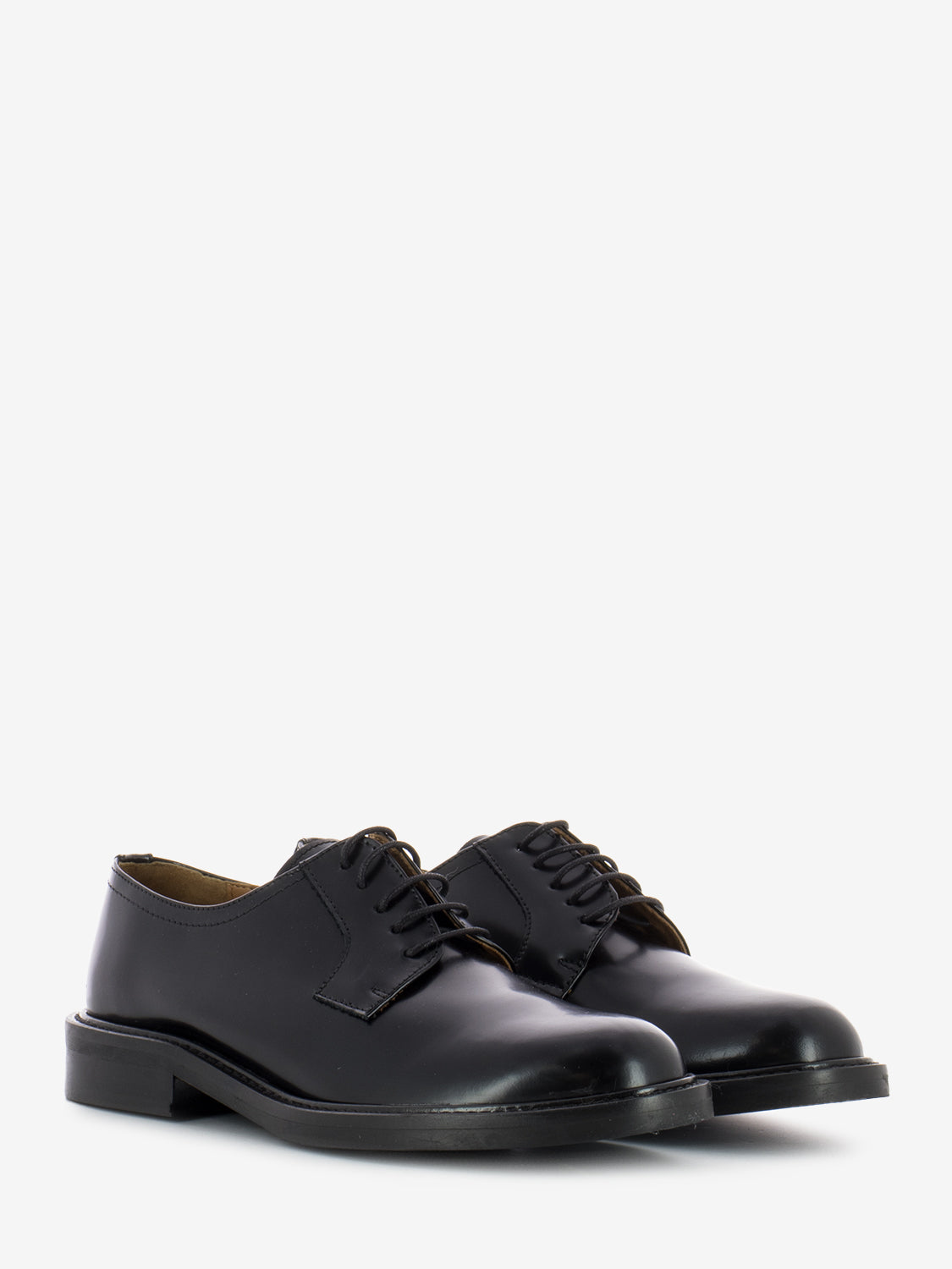 Black leather lace-up derby