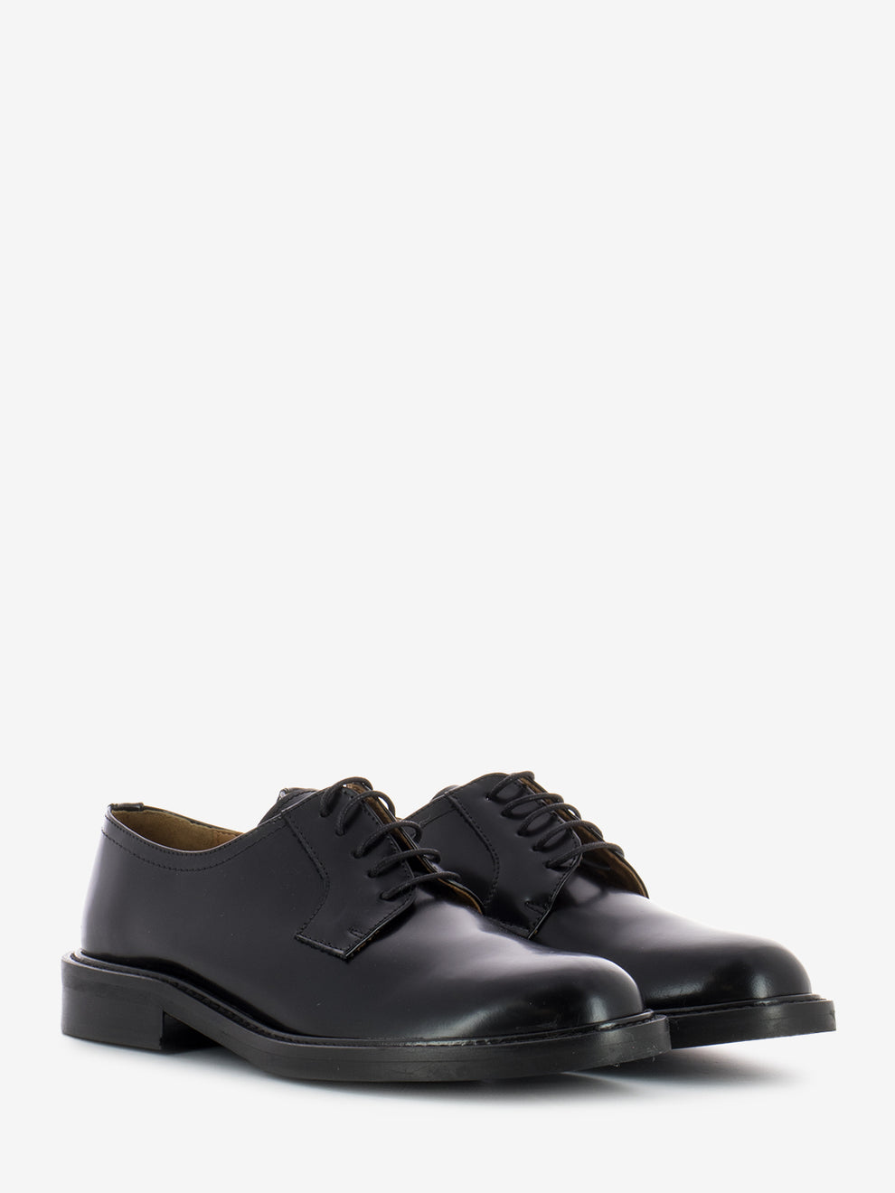 Black leather lace-up derby