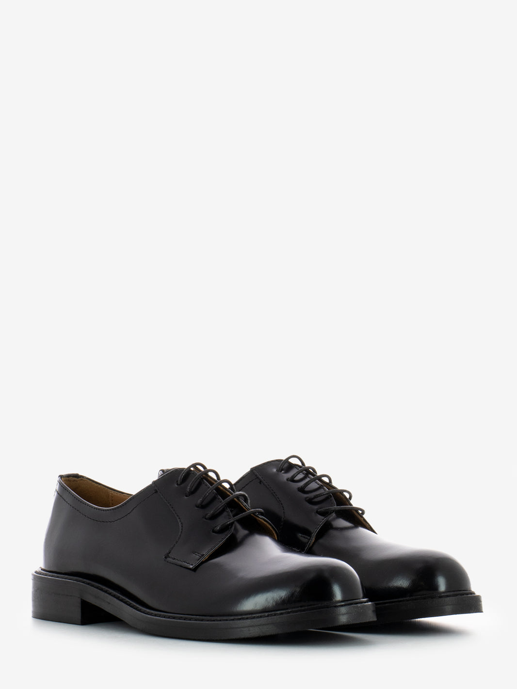Black leather lace-up derby