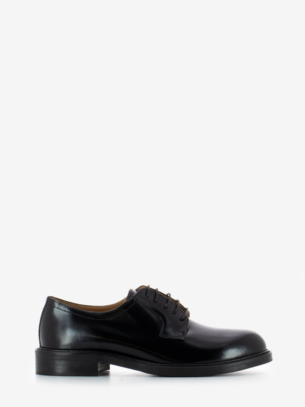 Black leather lace-up derby