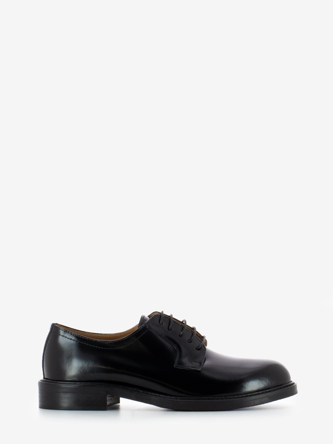 Black leather lace-up derby