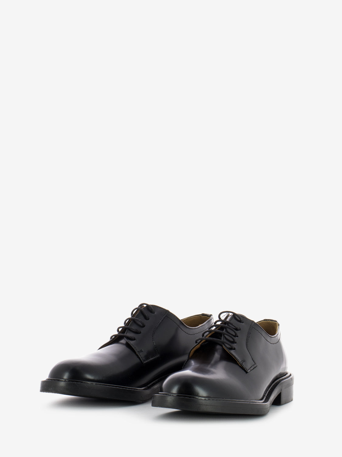 Black leather lace-up derby