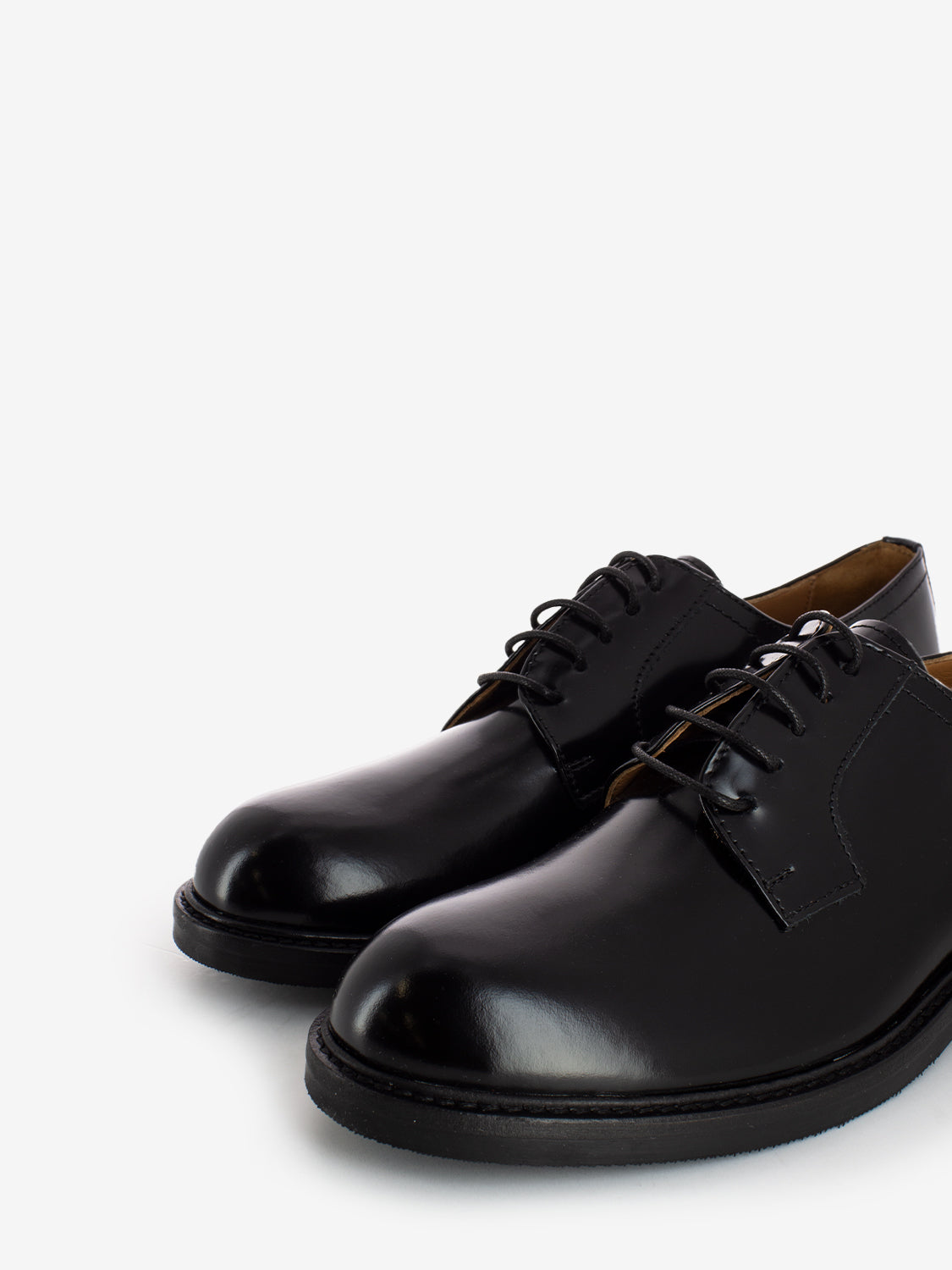 Black leather lace-up derby