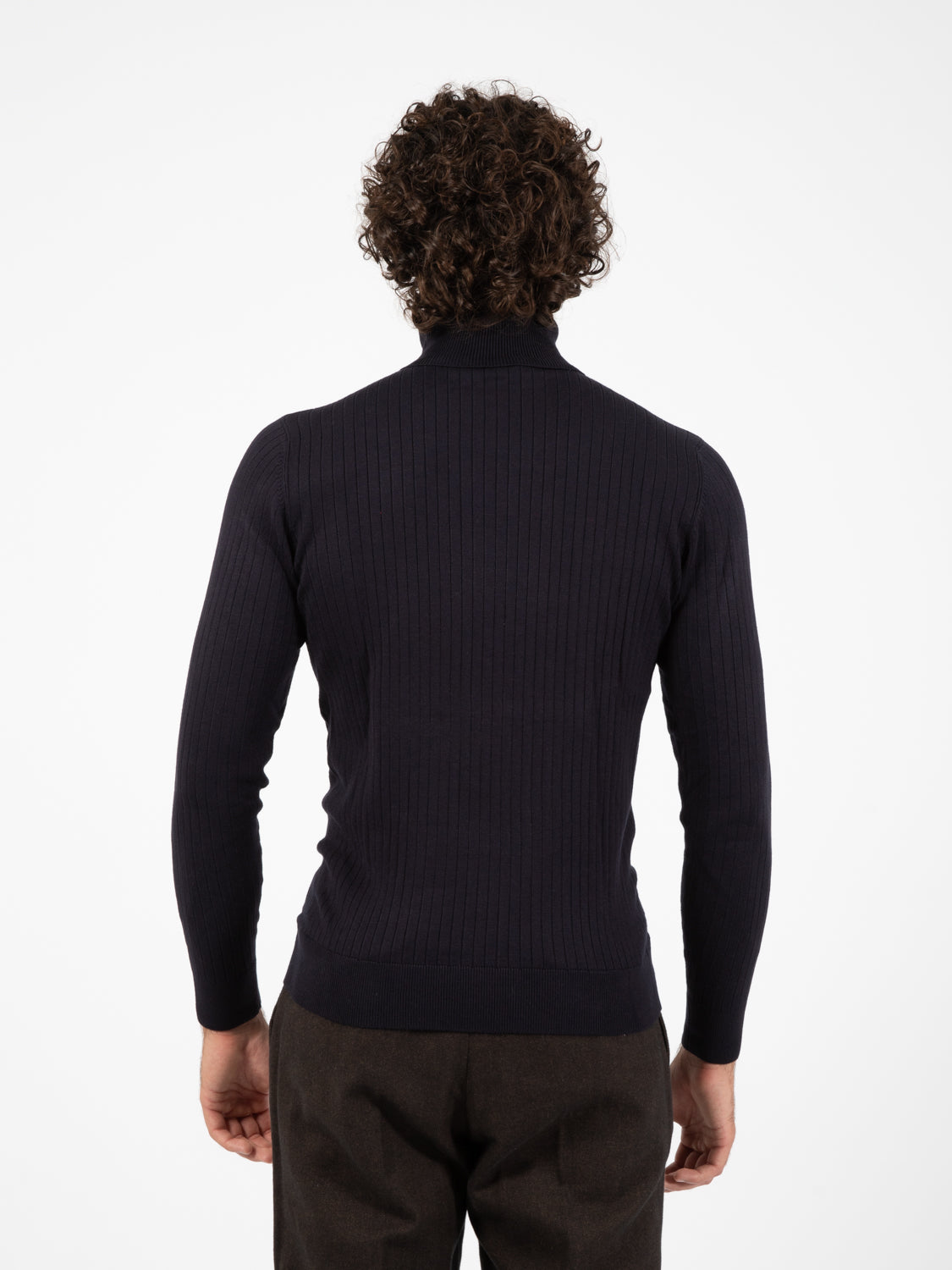 Fashion navy ribbed turtleneck