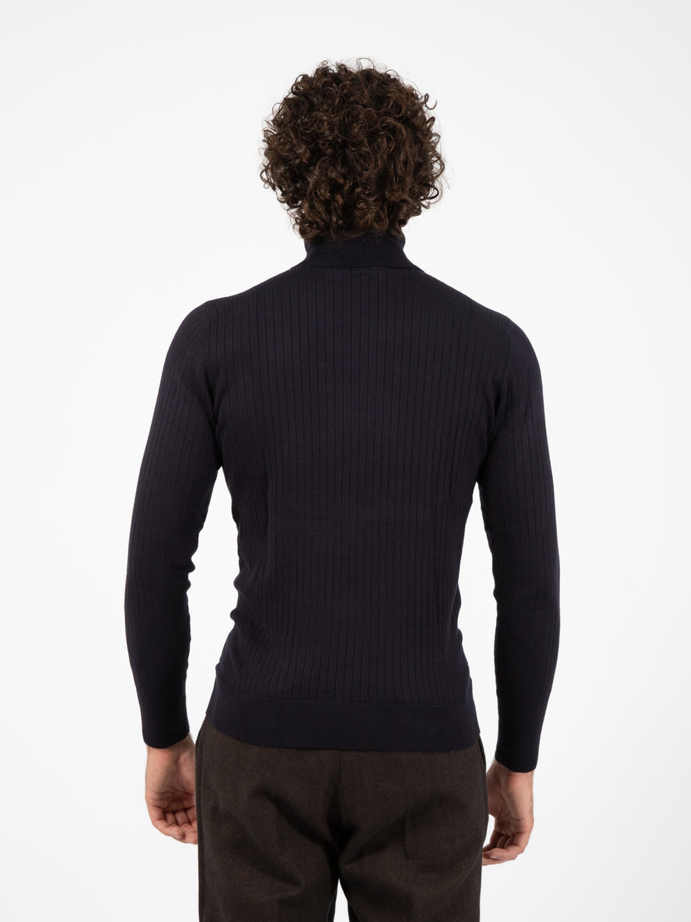 Fashion navy ribbed turtleneck